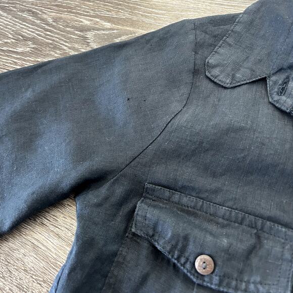 EUC Pampelone Mae Black Linen Utility Dress Sz Small Button Down 3/4 Sleeve Mini - Picture 16 of 16